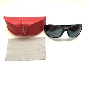 ❤️PRADA Sport Polarized Matte Black Wrap Around Sunglasses Classic Retail $500